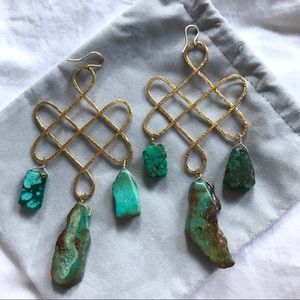 Gold and Turquoise Statement Earrings